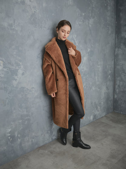 WOOL BOA LONG COAT【BROWN】