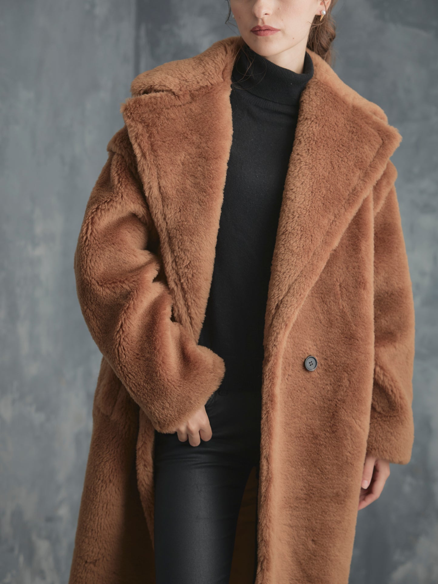WOOL BOA LONG COAT【BROWN】