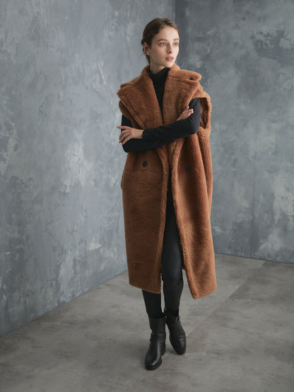 WOOL BOA LONG COAT【BROWN】