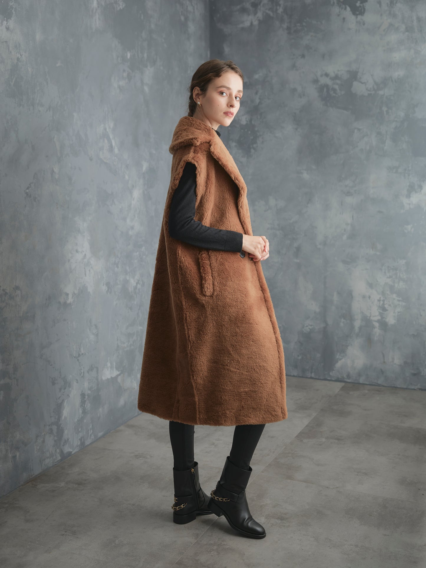 WOOL BOA LONG COAT【BROWN】