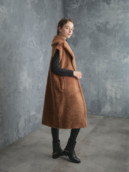 WOOL BOA LONG COAT【BROWN】