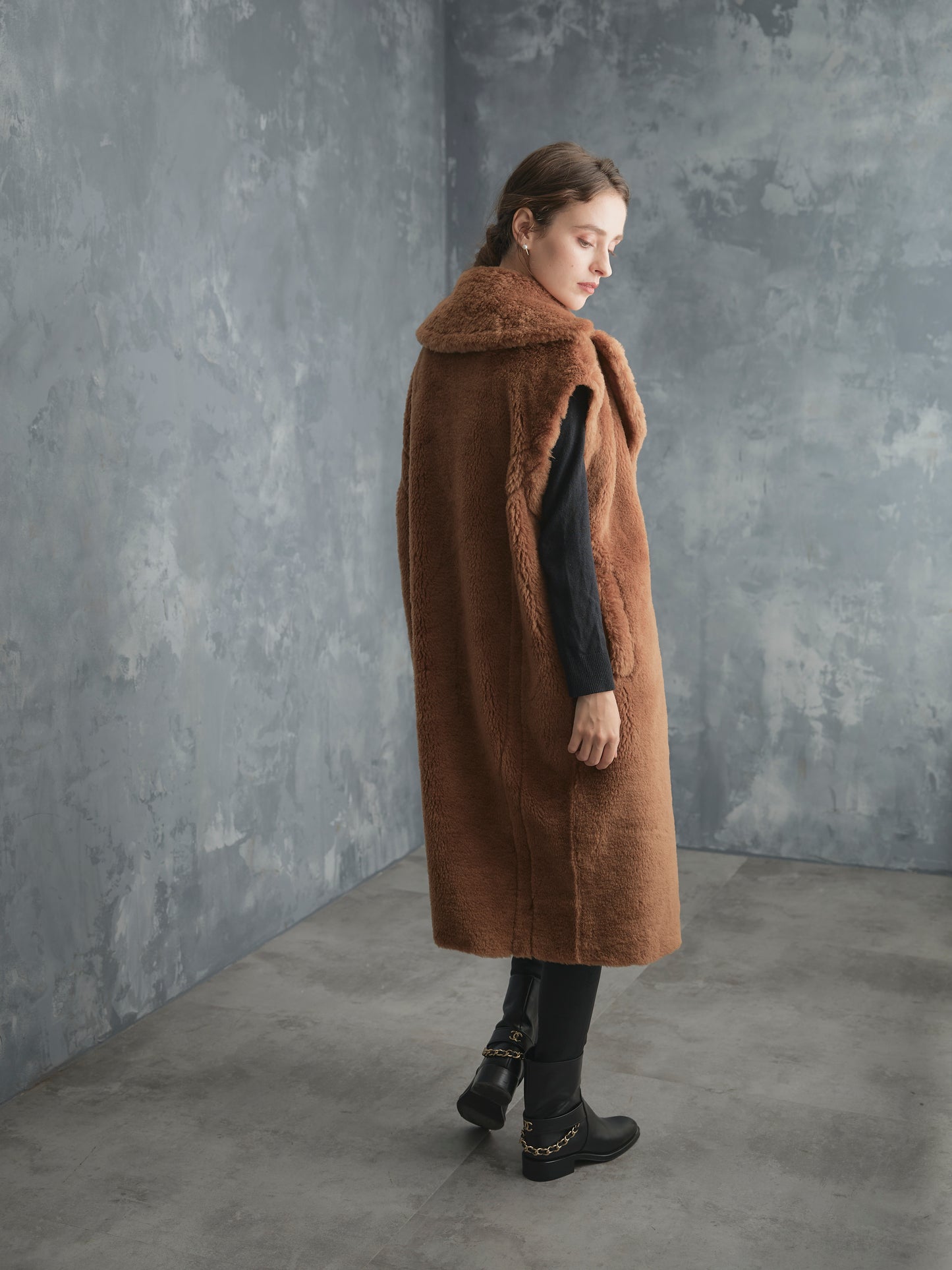 WOOL BOA LONG COAT【BROWN】