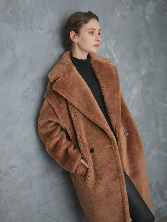WOOL BOA LONG COAT【BROWN】