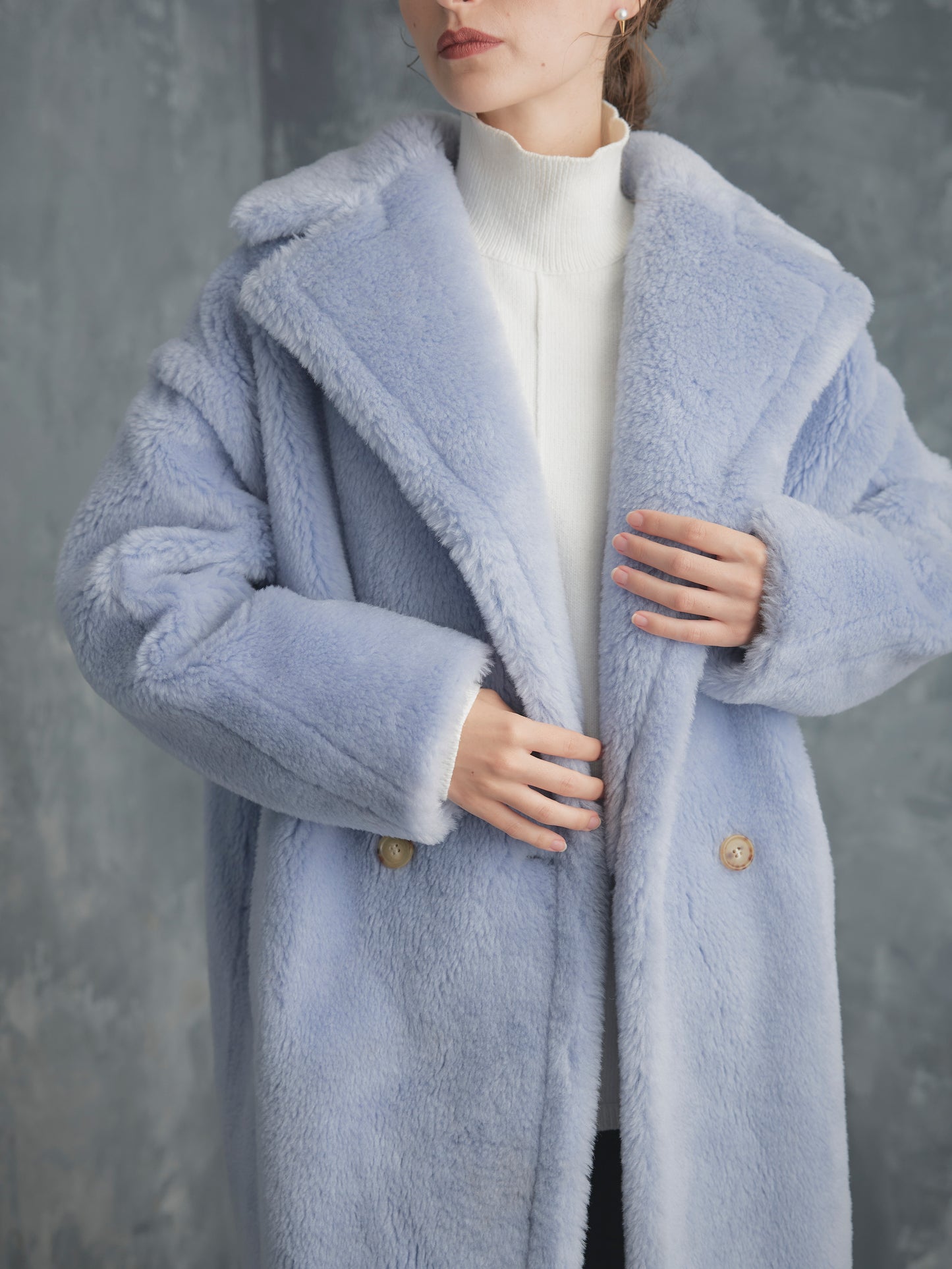 WOOL BOA LONG COAT【ICE BLUE】