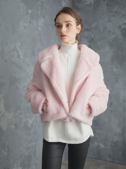 WOOL BOA SHORT COAT【BABY PINK】