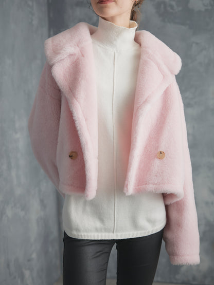 WOOL BOA SHORT COAT【BABY PINK】