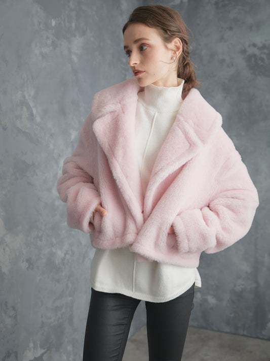 WOOL BOA SHORT COAT【BABY PINK】