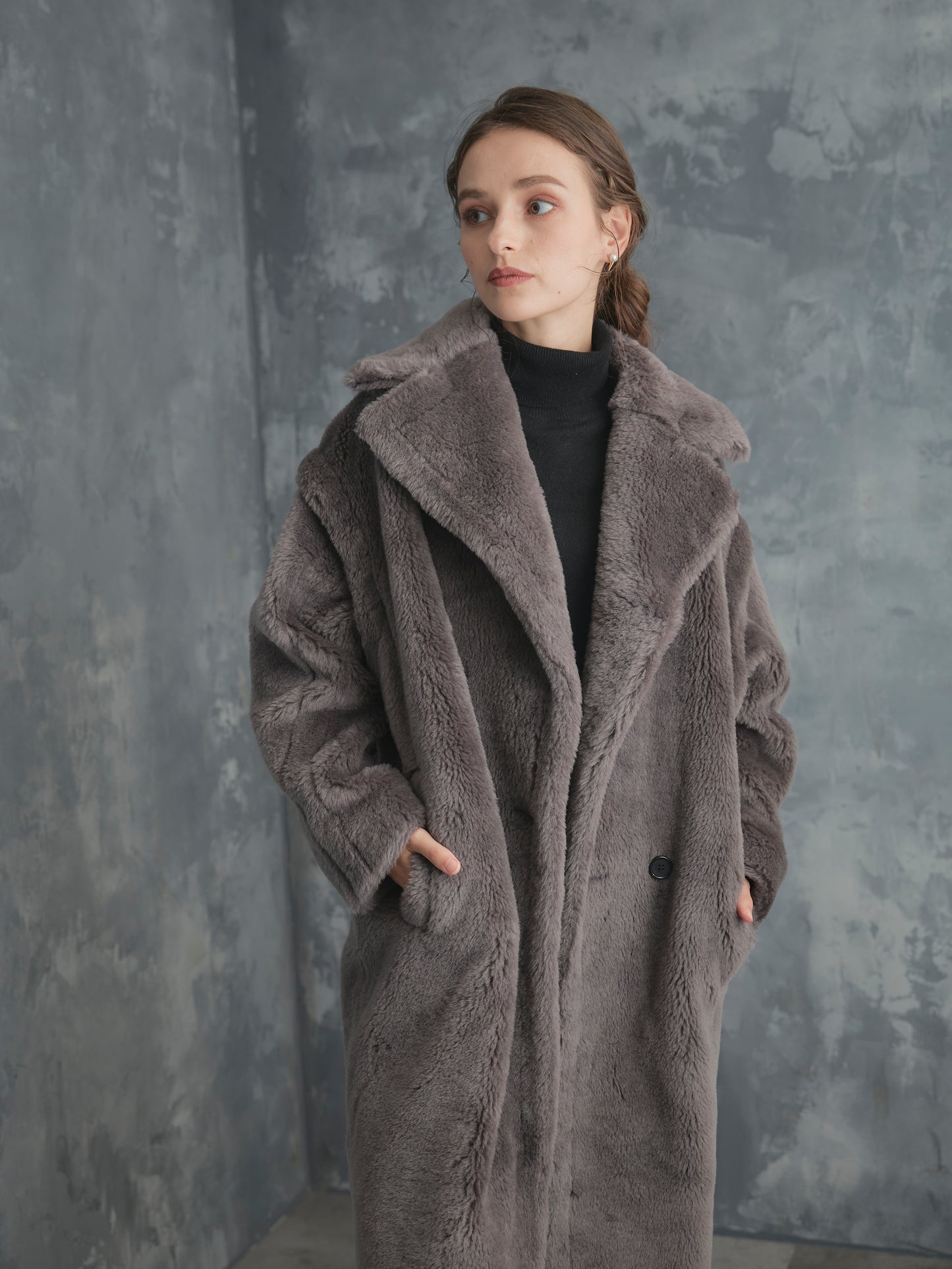 WOOL BOA LONG COAT【GRAY】