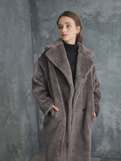 WOOL BOA LONG COAT【GRAY】