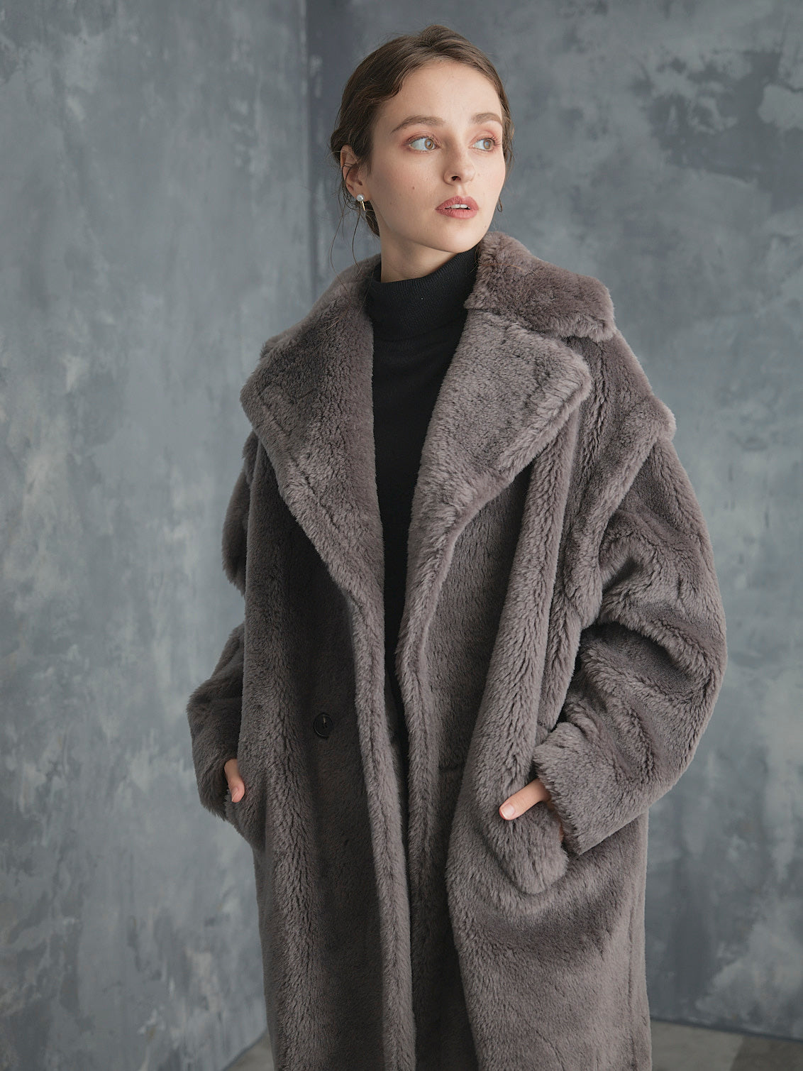 WOOL BOA LONG COAT【GRAY】