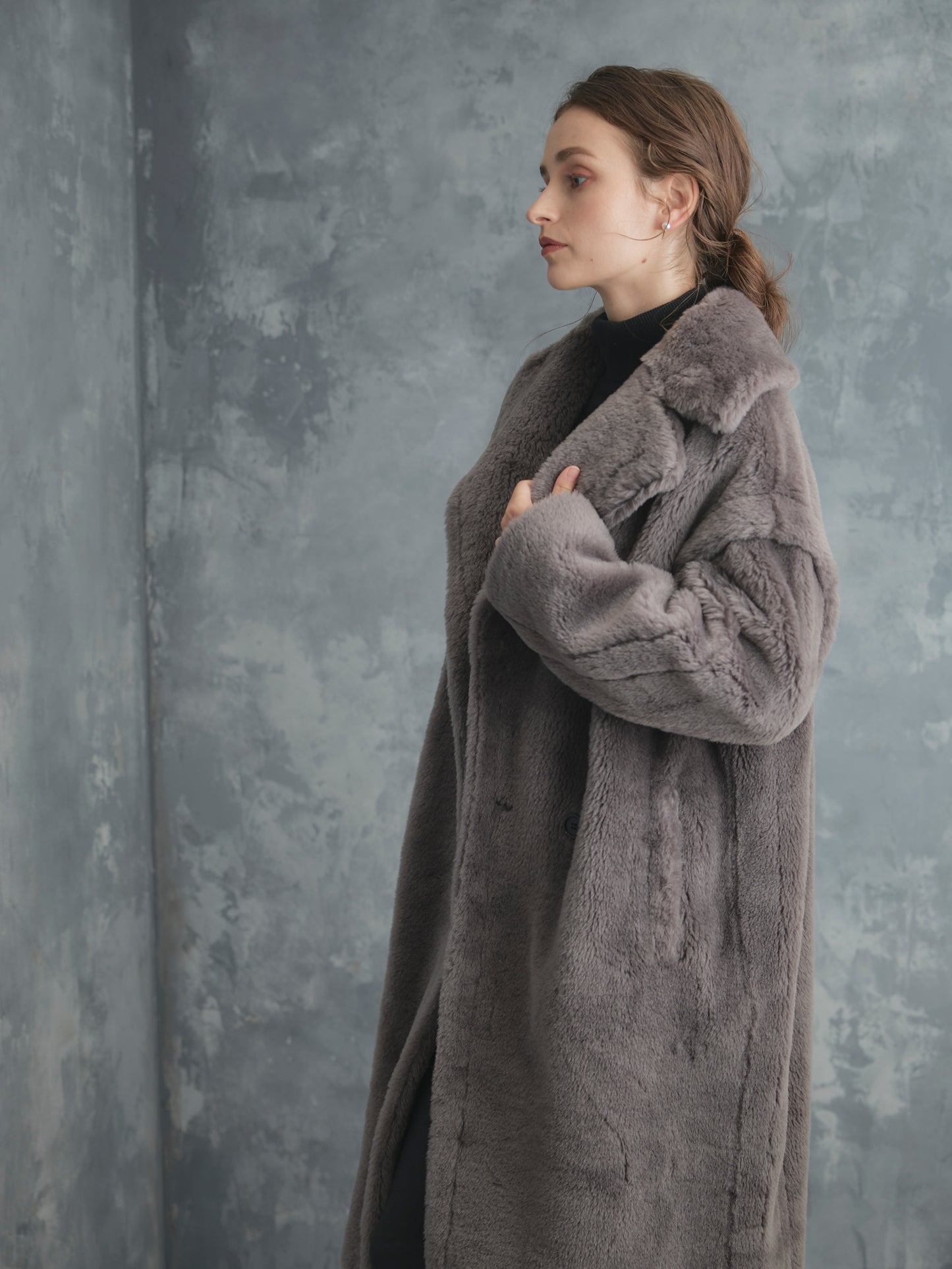 WOOL BOA LONG COAT【GRAY】