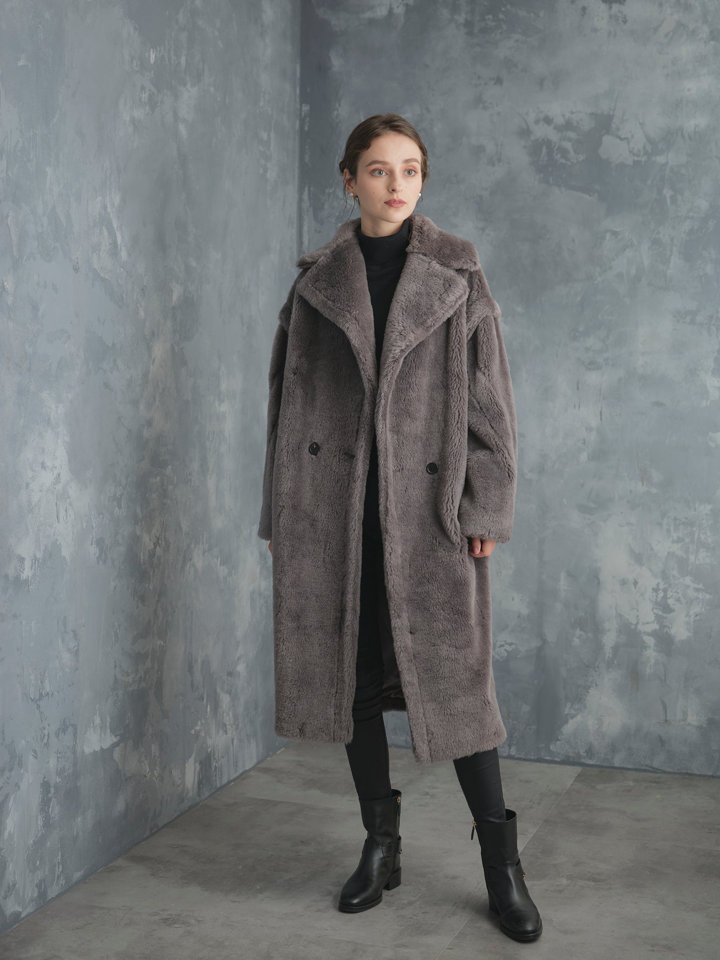 WOOL BOA LONG COAT【GRAY】