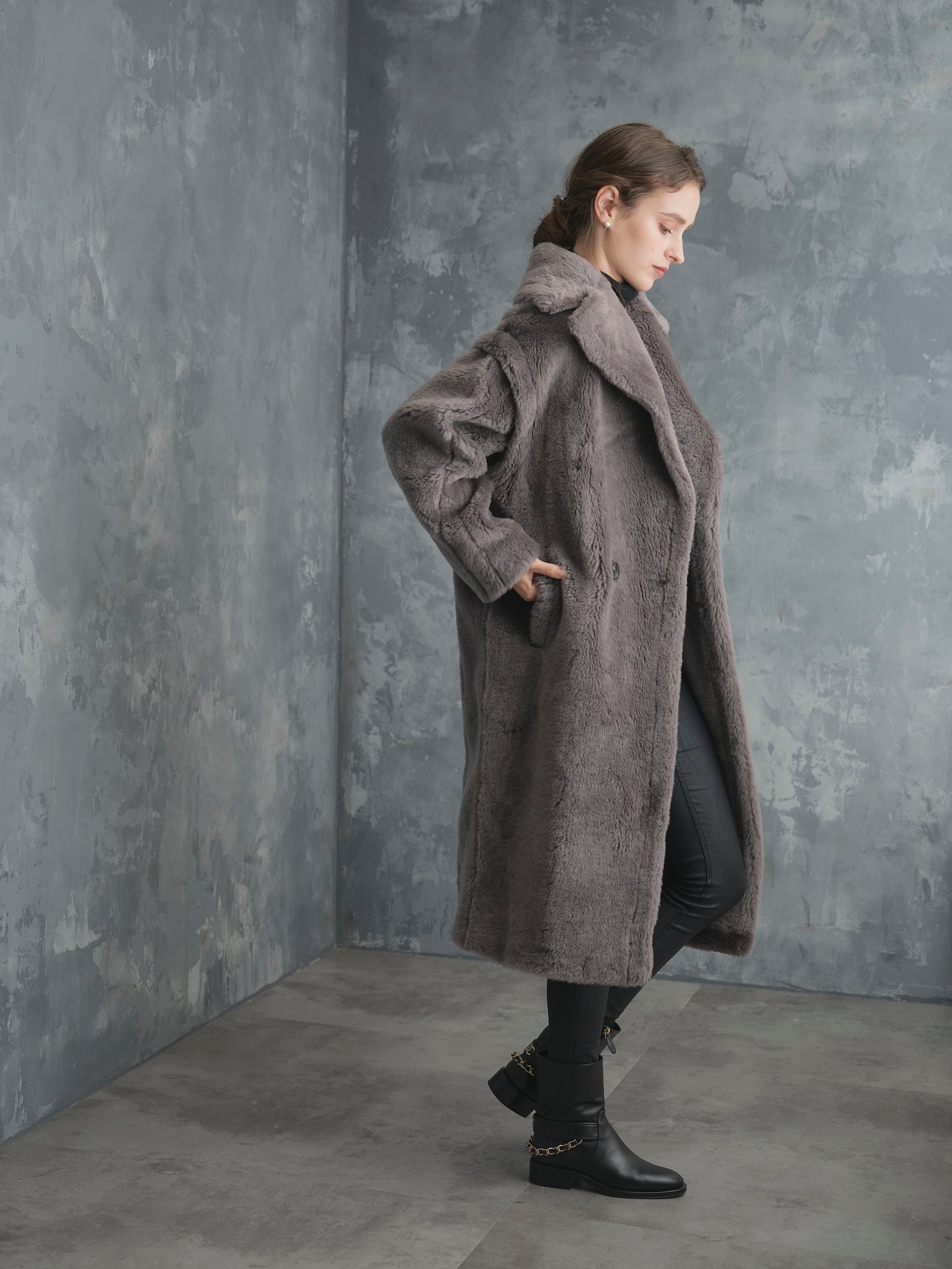 WOOL BOA LONG COAT【GRAY】