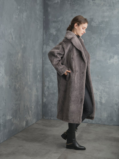 WOOL BOA LONG COAT【GRAY】