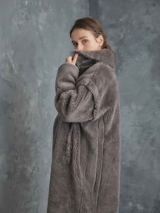 WOOL BOA LONG COAT【GRAY】