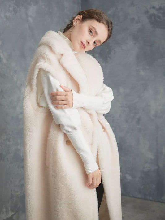 WOOL BOA LONG COAT【WHITE】