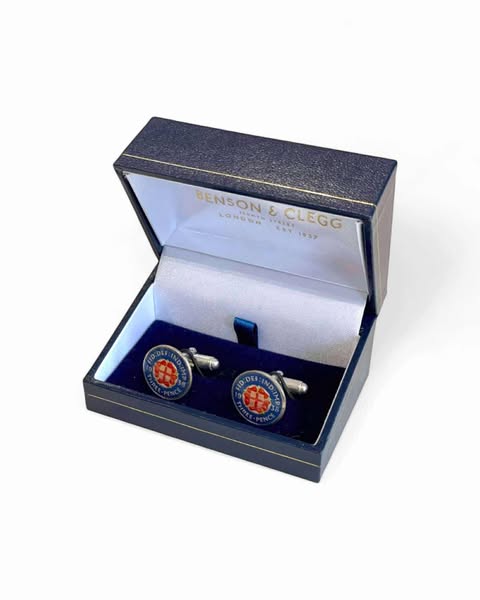 BENSON&CLEGG CUFFLINKS BLUE BASE CROSS FLAGS