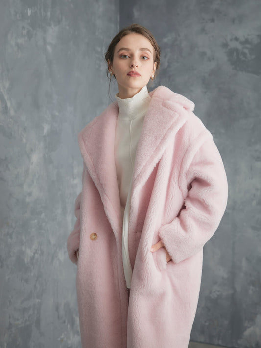WOOL BOA LONG COAT【BABY PINK】