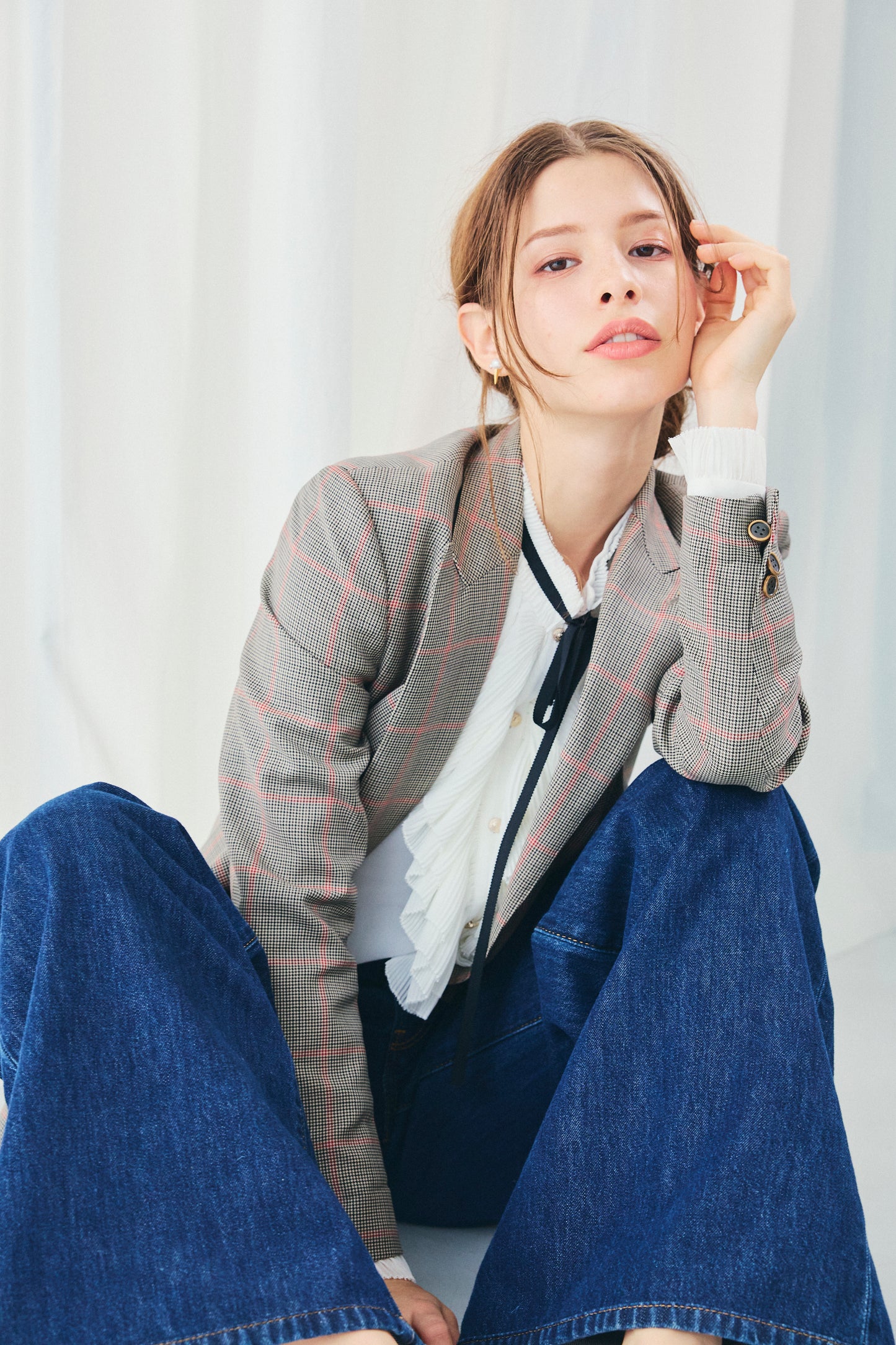 CHIFFON FRILLS BOW-TIE BLOUSE
