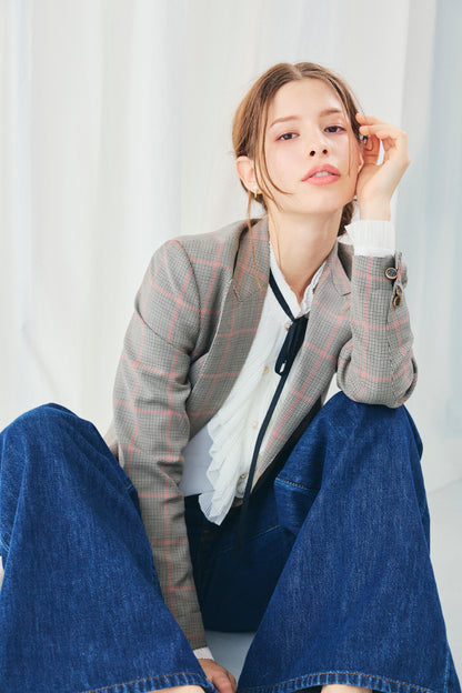 CHIFFON FRILLS BOW-TIE BLOUSE