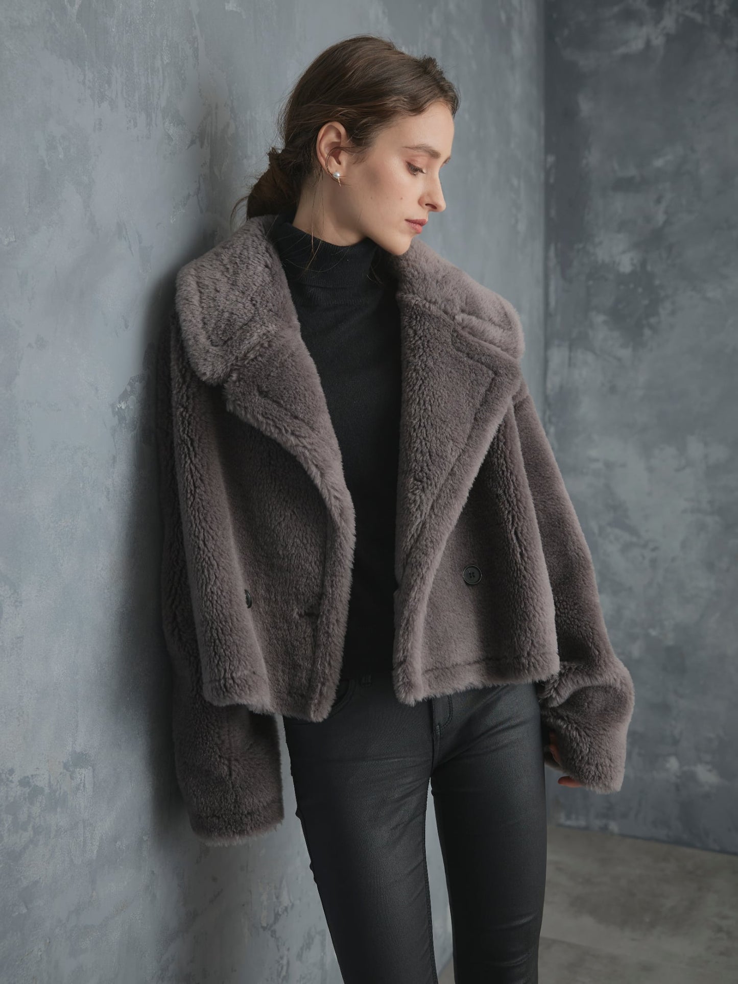 WOOL BOA SHORT COAT【GRAY】