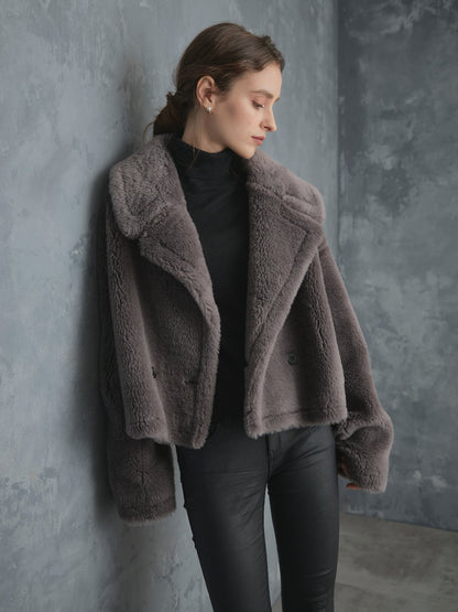 WOOL BOA SHORT COAT【GRAY】