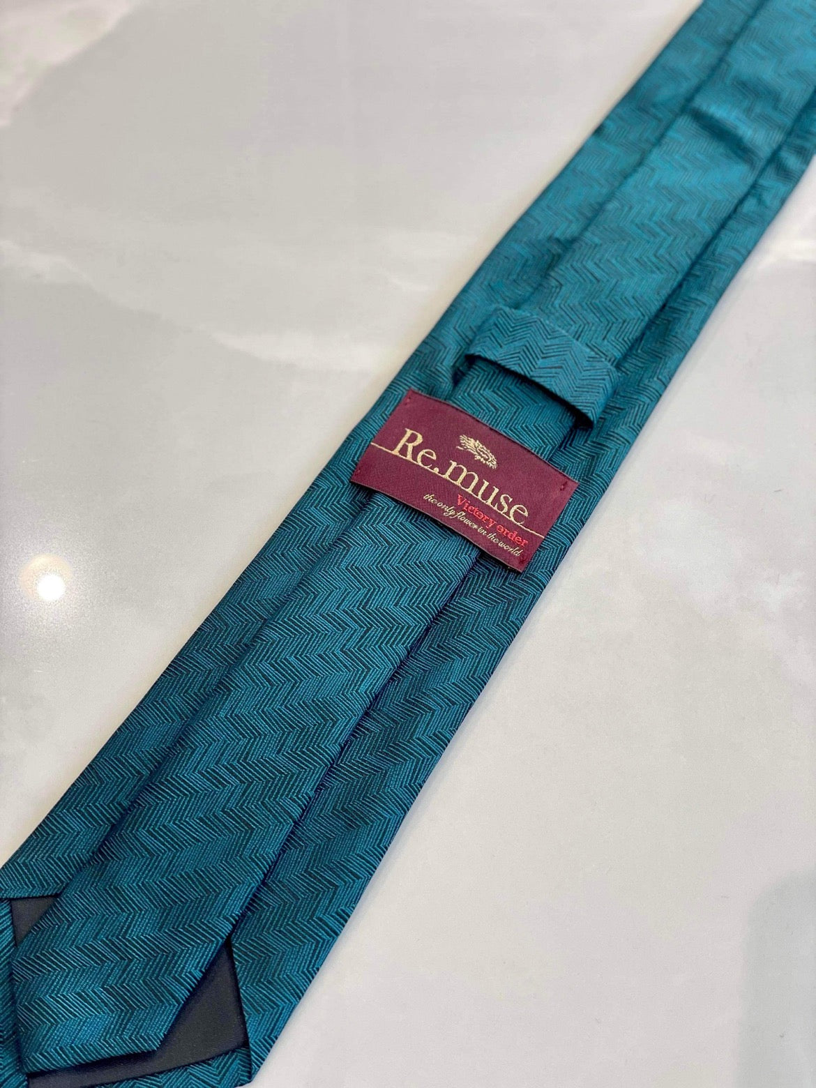 GREEN HERRINGBONE TIE