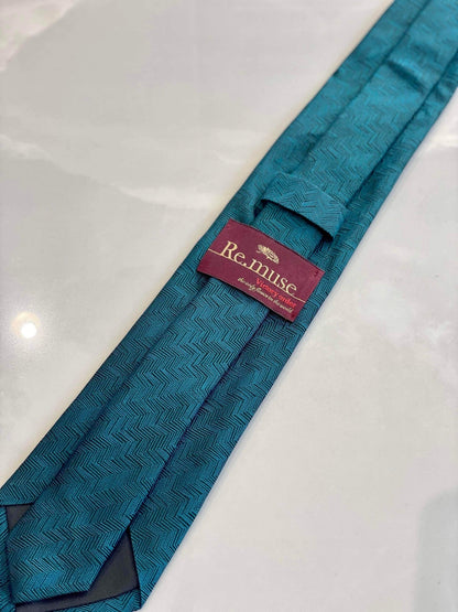 GREEN HERRINGBONE TIE